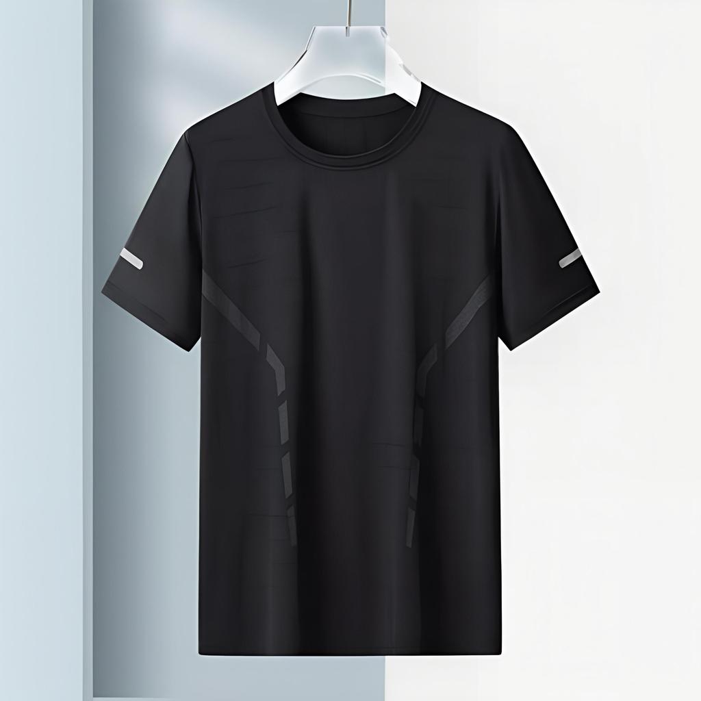 Летняя мужская футболка из ледяного шелка с круглым вырезом, свободная однотонная пуловер с короткими рукавами, повседневная повседневная одежда, спортивный топ для фитнеса