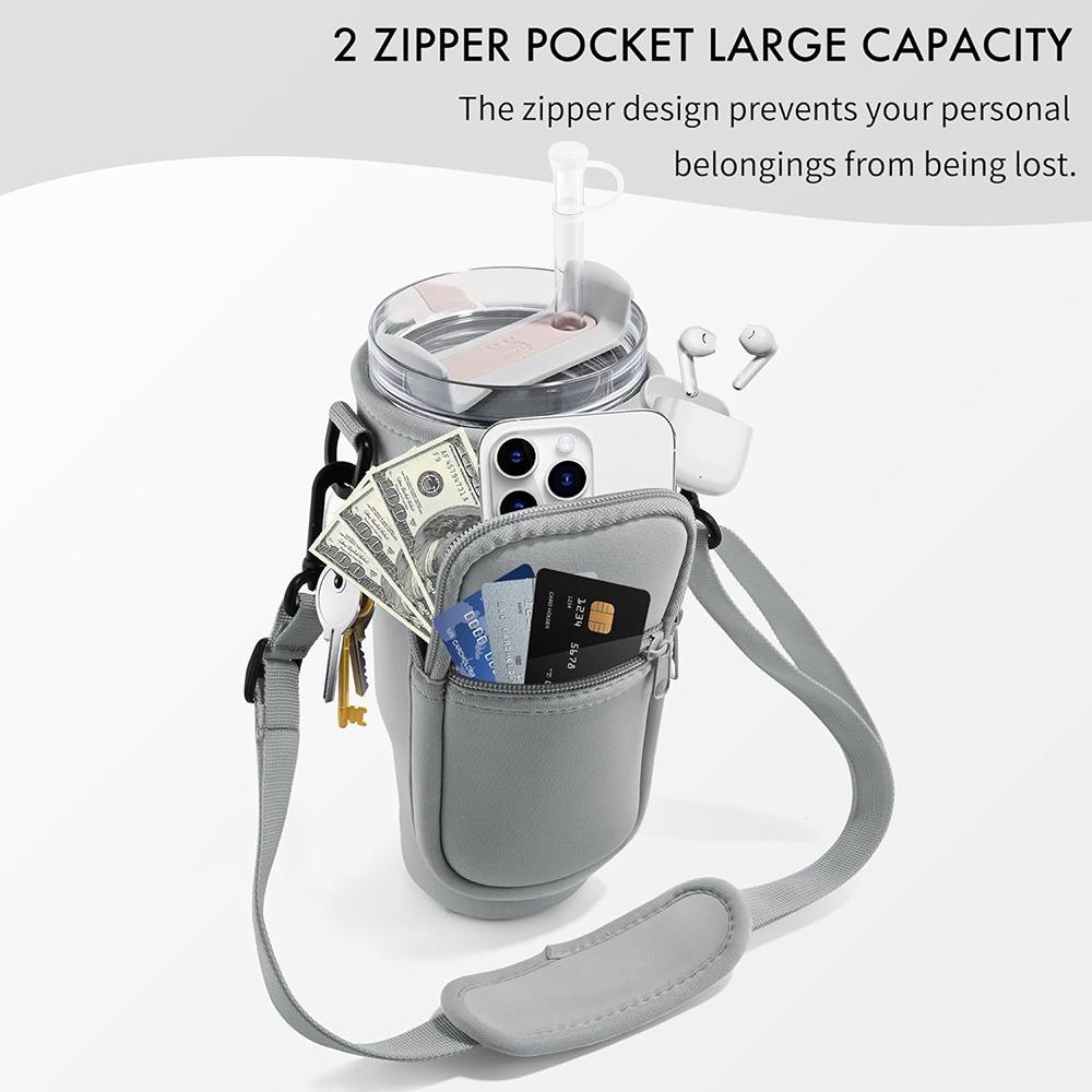 Чехол для бутылки с водой может быть защитным чехлом через плечо. Сумка-переноска для бутылки с водой с карманом для телефона, держатель для бутылки с регулировкой