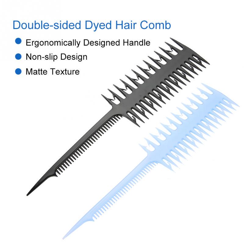 2 Colors Plastic Double-sided Wide Fine Tooth Highlighting Comb Piece Strip Dyed Hair Comb
