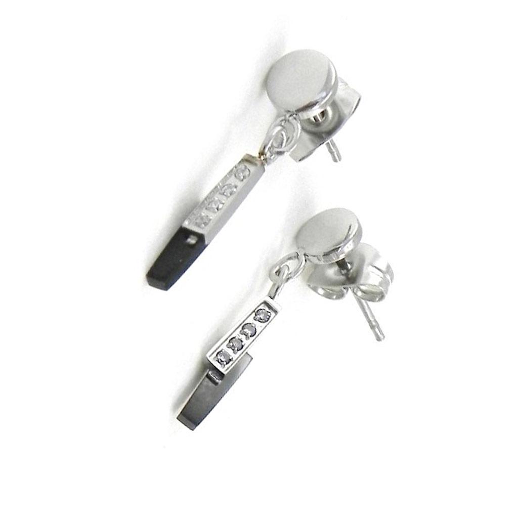 Les Trésors De Lily [I9091] - Silver Ruthenium 'Goddess' Steel Earrings - 22x5 Mm
