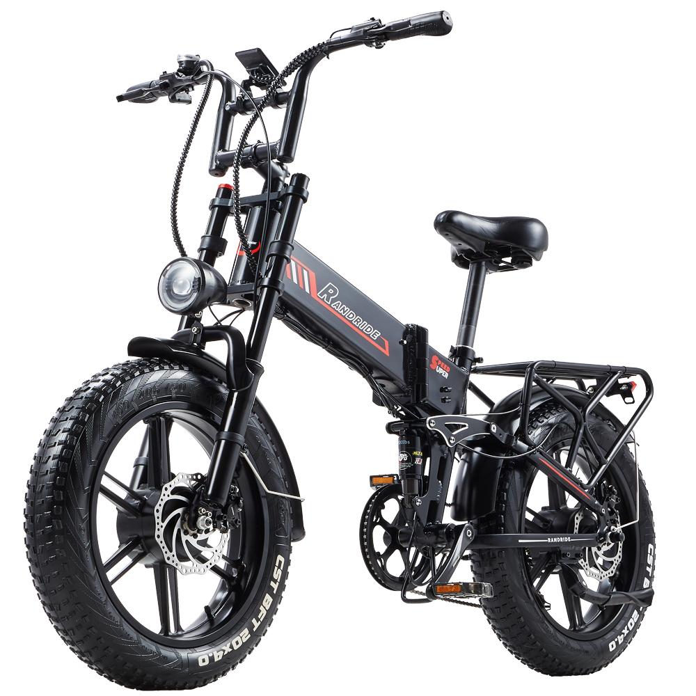 Электровелосипед Randride YX20 20-дюймовые колеса Двойной мотор 1000 Вт x 2 Складной электровелосипед 48 В 20 Ач Двойные гидравлические тормоза 7 скоростей Максимальная нагрузка 120 кг