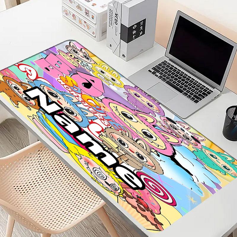 Custom Name Personalized Labubu Pattern Mousepad, Laptop PC Desk Mat, Decorative Desk Mat for Home Keyboard Pad Gift