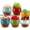FaceColor Glazed Succulent Size Stylish Ceramic Glazed Set of 10cm Diameter X with Drainage and Bottom Net Not Pots, 3, Japanese-Style Planter,