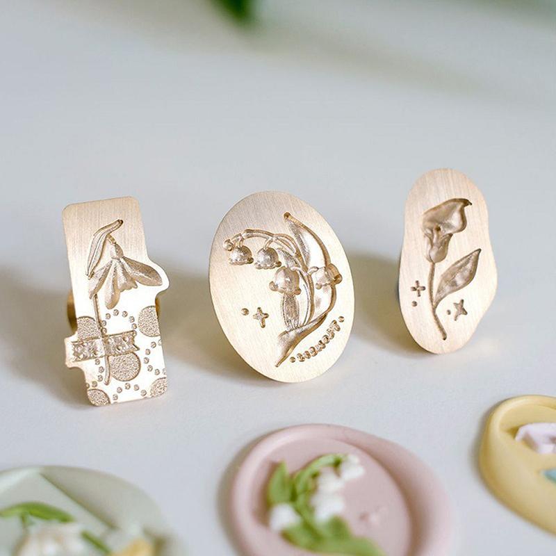 Vintage Stamps Print Head Flower Series Wax Seal Head Stamp Sealing Wax Diy Scrapbooking Cards Envelopes Invitation Decor