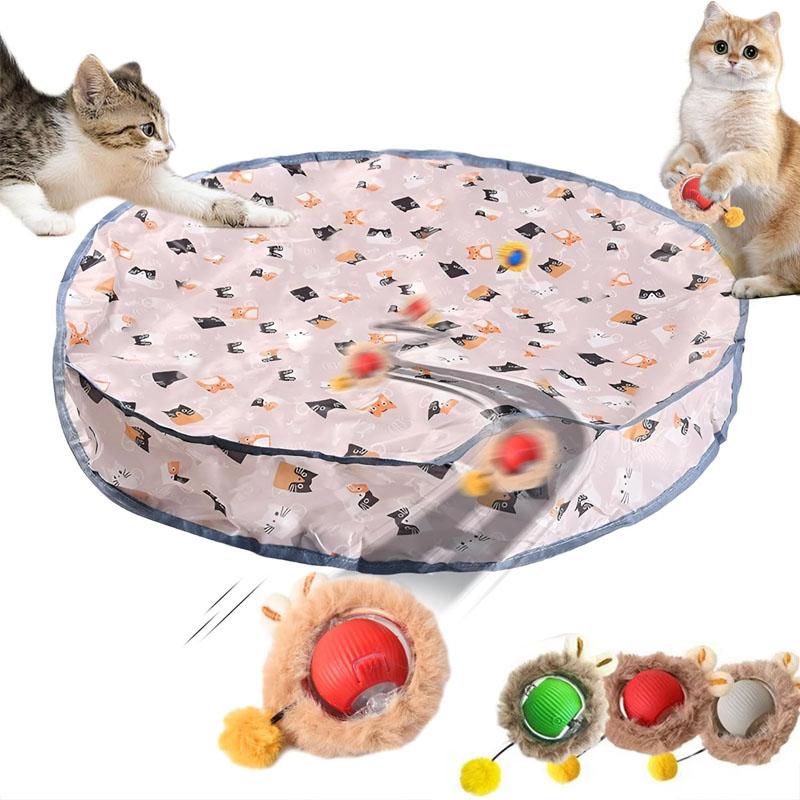 Умные интерактивные игрушки для кошек, мяч, быстро катящийся в мешочке, прятки, игрушка для котят, активируемая движением, интерактивная игрушка для кошек для помещений