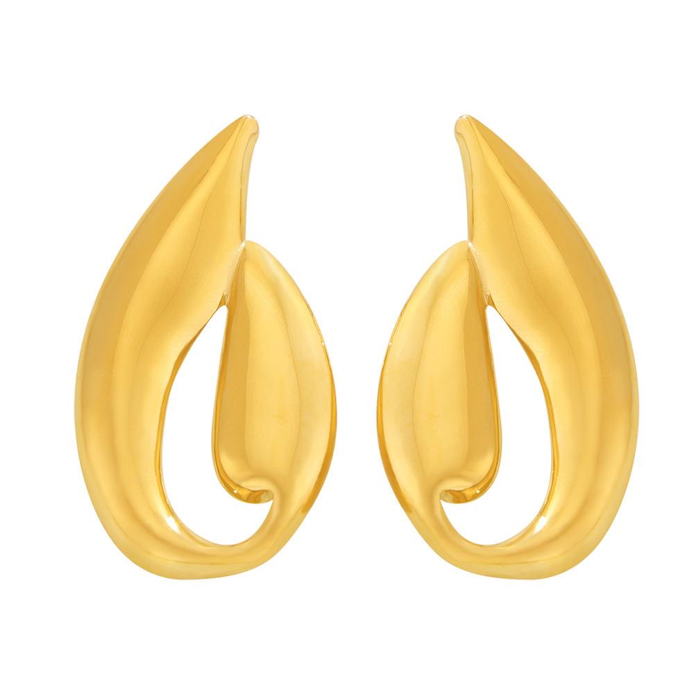 Тяжелая промышленность, гладкие серьги-гвоздики необычной формы, уникальный дизайн, титановая сталь, покрытая 18-каратным золотом, преувеличенные украшения в стиле холодного ветра