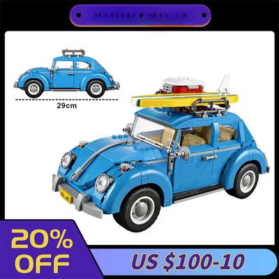 Технические классические строительные блоки для автомобиля Blue Beetle, креативные кирпичи для модели автомобиля Beetle, игрушки для детей, подарки на день рождения