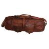 Old Men's Distressed Leather Retro Vintage Large Round Duffel Travel Gym Bag