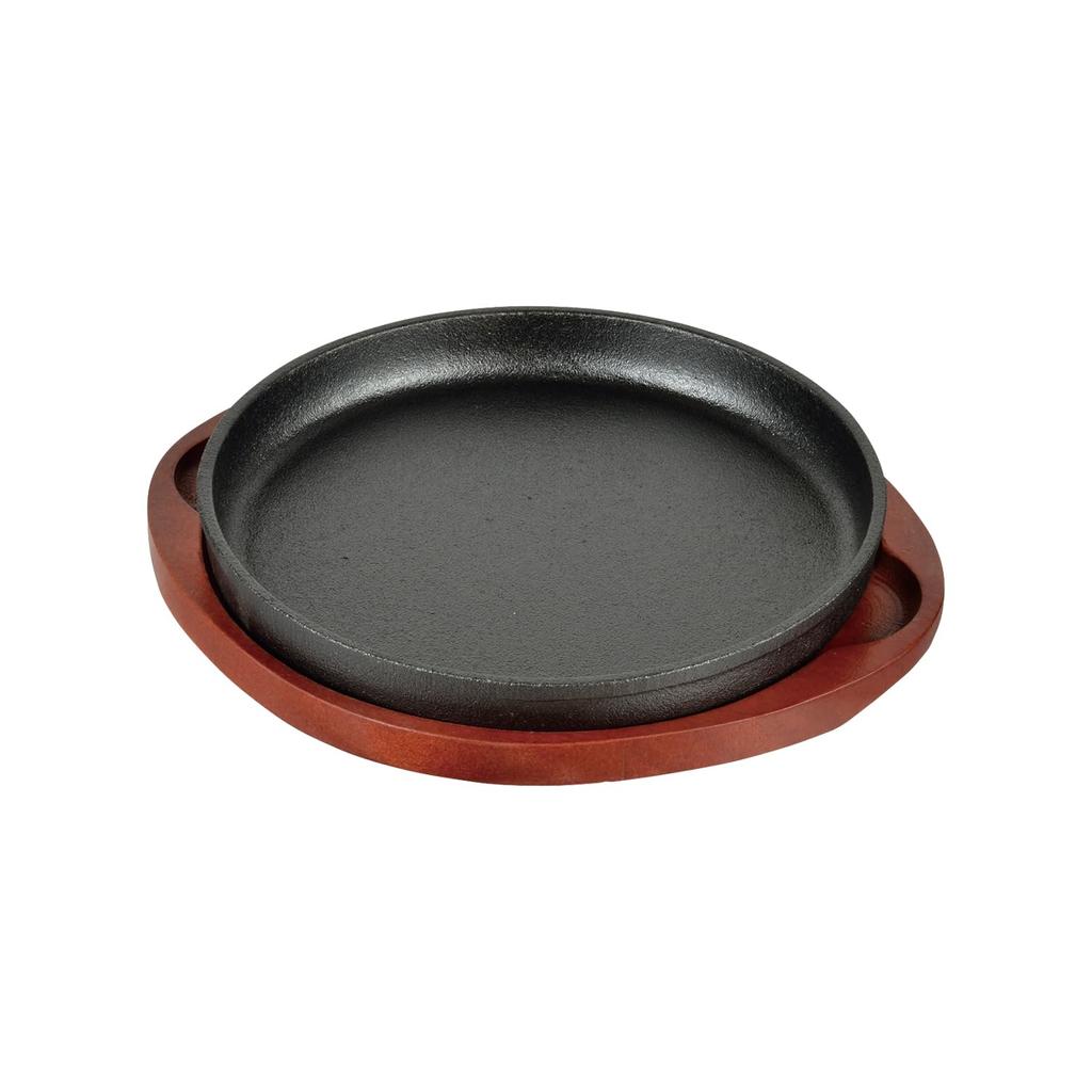 Pearl Metal Fried Rice Plate 20cm IH Compatible Fried Rice Egg Fried Rice Cast Iron with Wooden Plate Chinese House HC-284