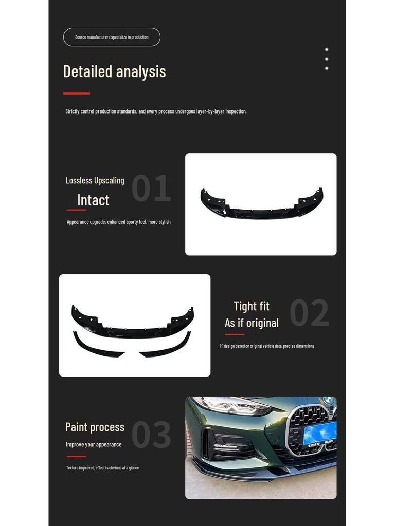 Compatible Front Lip Splitter for 2021-2025 BMW 4 Series/i4 G22/G26 (No-Drill, Two-Door Models)