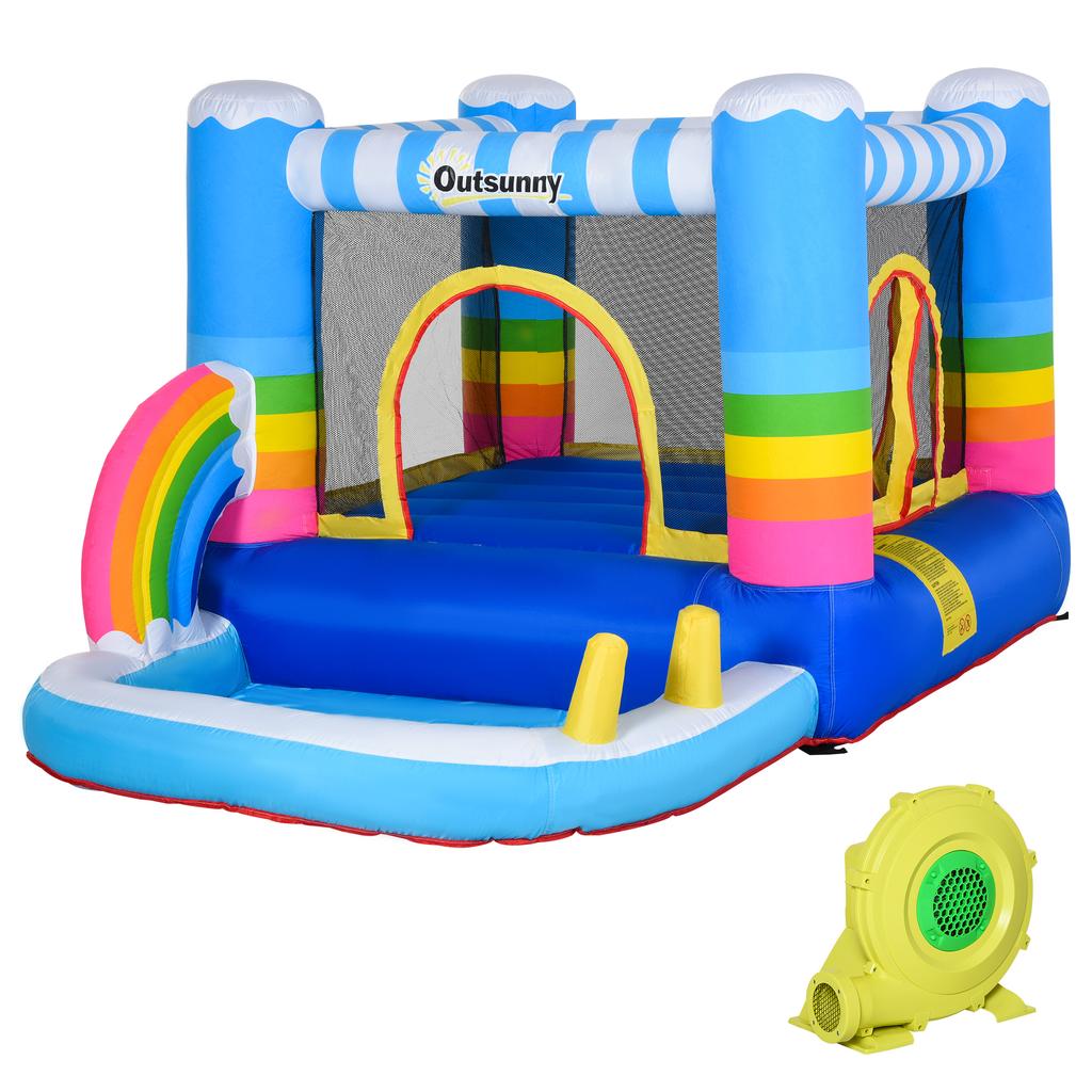 Inflatable Bouncy Castle for Children with Trampoline and Pool, Electric Pump Included 280x170x155cm, Multicolour