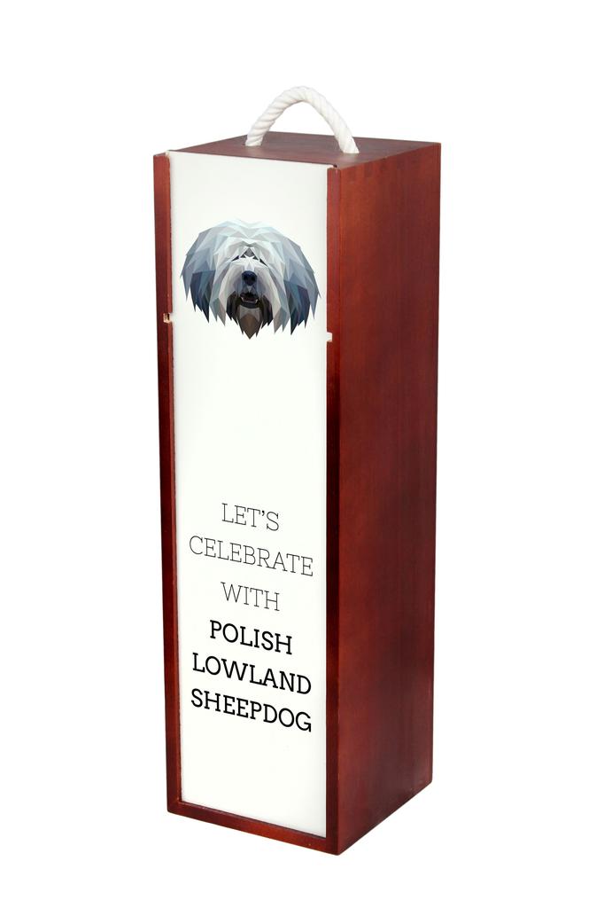 Polski Owczarek Nizinny, Pon - Geometryczne Pudełko Ze Zdjęciem I Napisem Na Wino Marki Art-Dog