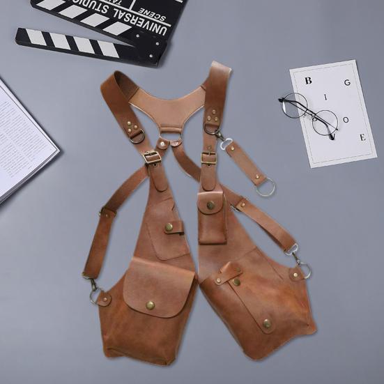 Сумка-слинг, противоугонная сумка-ремень в средневековом стиле стимпанк, кошелек из гладкой искусственной кожи, регулируемый ремень, декор из заклепок, сумка через плечо на две руки
