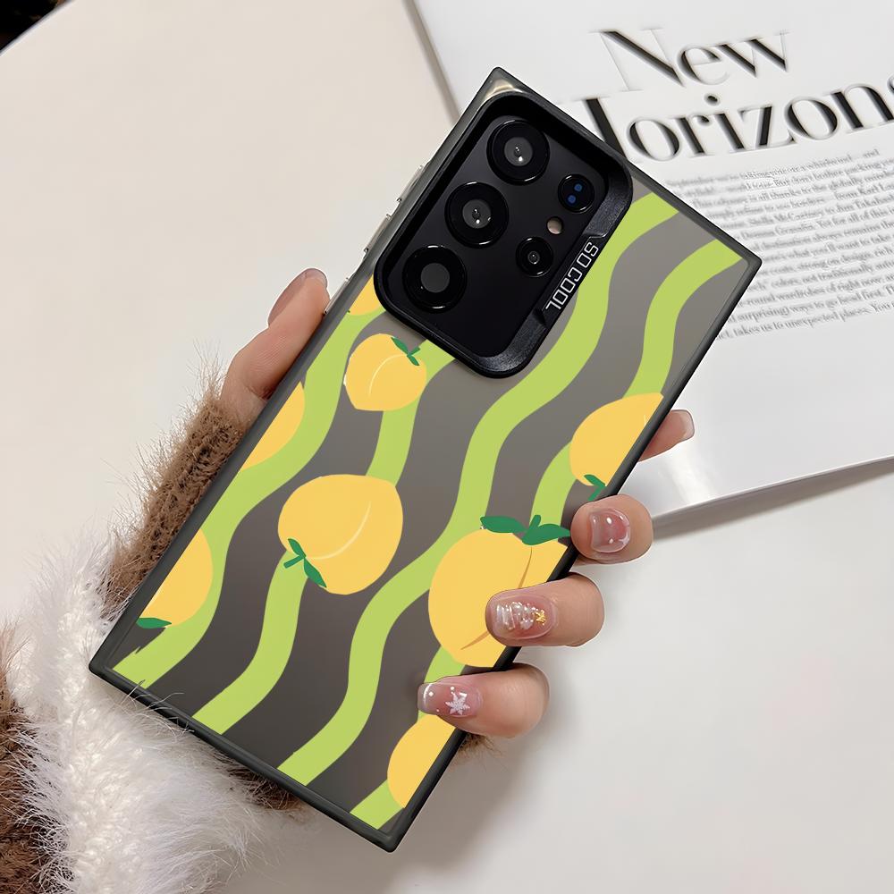 Ins Fruit Fashion Phone Case For Samsung Galaxy S25 Edge S24 S23 S22 S21 S20 Ultra Funda Silicone Silver Cover