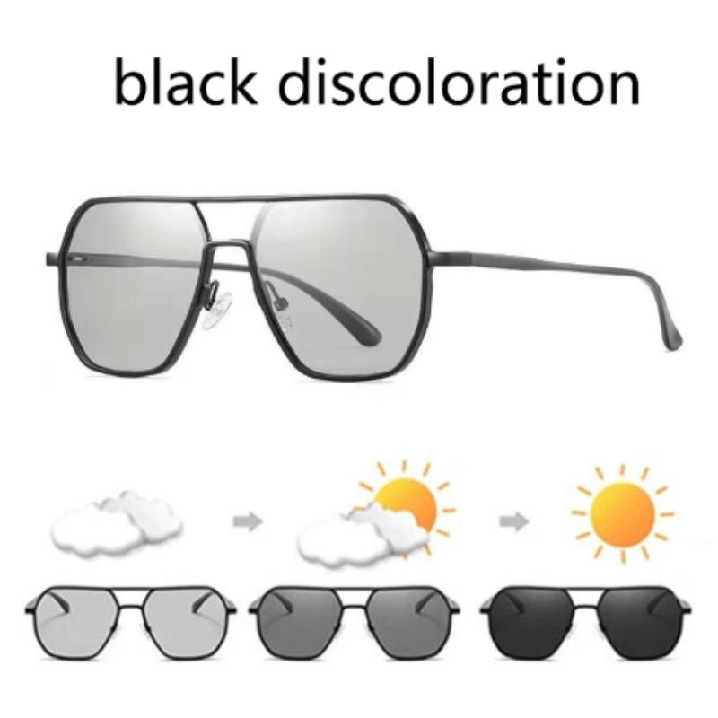 Металлические фотохромные солнцезащитные очки для мужчин и женщин, модные поляризованные солнцезащитные очки, стильные хамелеоновые антибликовые очки для вождения UV400