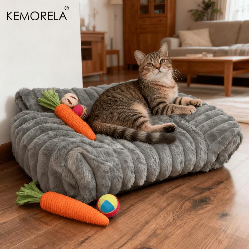 KEMORELA 1 шт. Полосатая Кошка Диван-кровать Мягкая Полиэстеровая Кровать для Питомца Дышащая для Всех Сезонов Подходит для Маленьких и Средних Кошек или Сна
