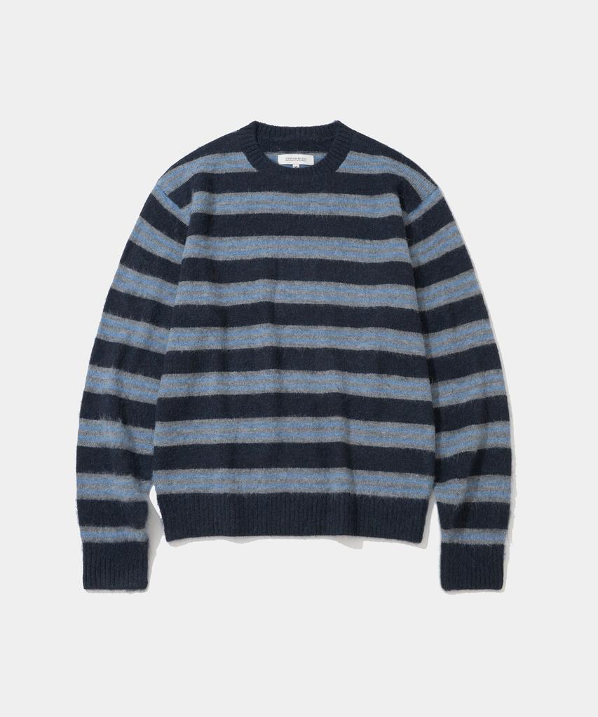 UNIFORM BRIDGE Stripe Hairy Knit Navy