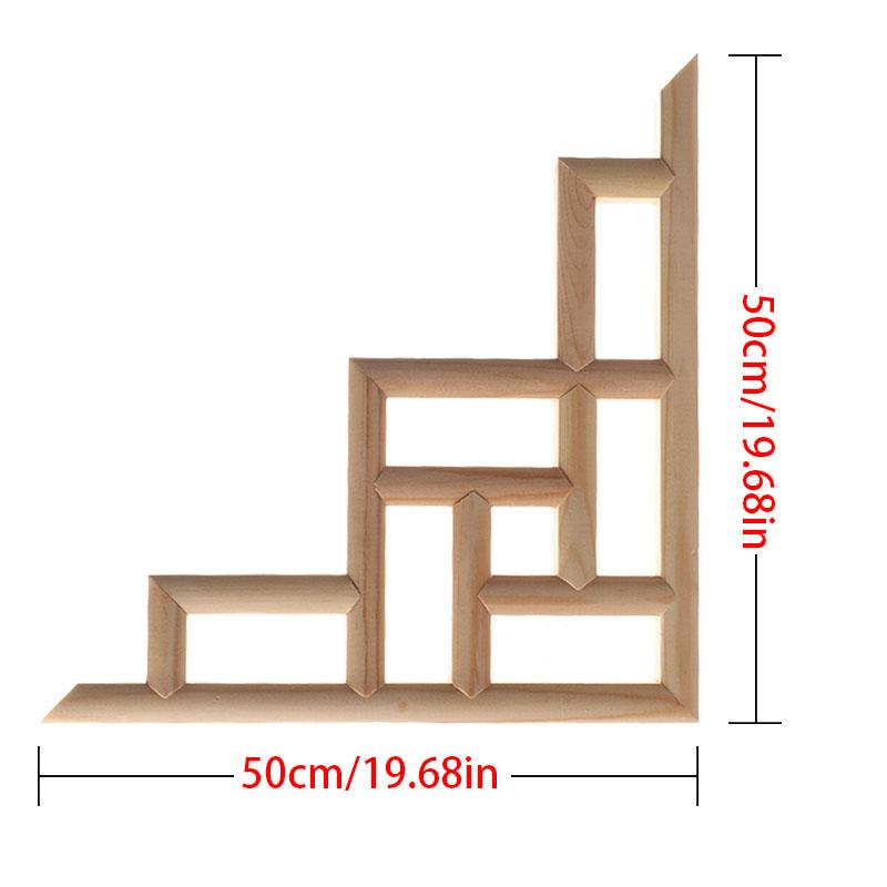 1Pc Chinese Carving Solid Wood Appliques For Furniture Cabinet Unpainted Wooden Mouldings Decal Vintage Home Decor Decorative