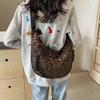 Leopard Print Canvas Dumpling Bag Women Sport Shoulder Crossbody Bag