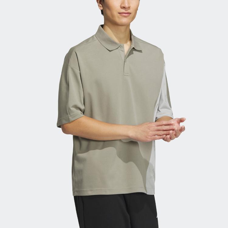 Adidas Техническая рубашка поло с буквенным узором и цветным блоком для активного отдыха, быстросохнущая спортивная рубашка поло с коротким рукавом, мужская рубашка поло цвета гальки-серого IC4420