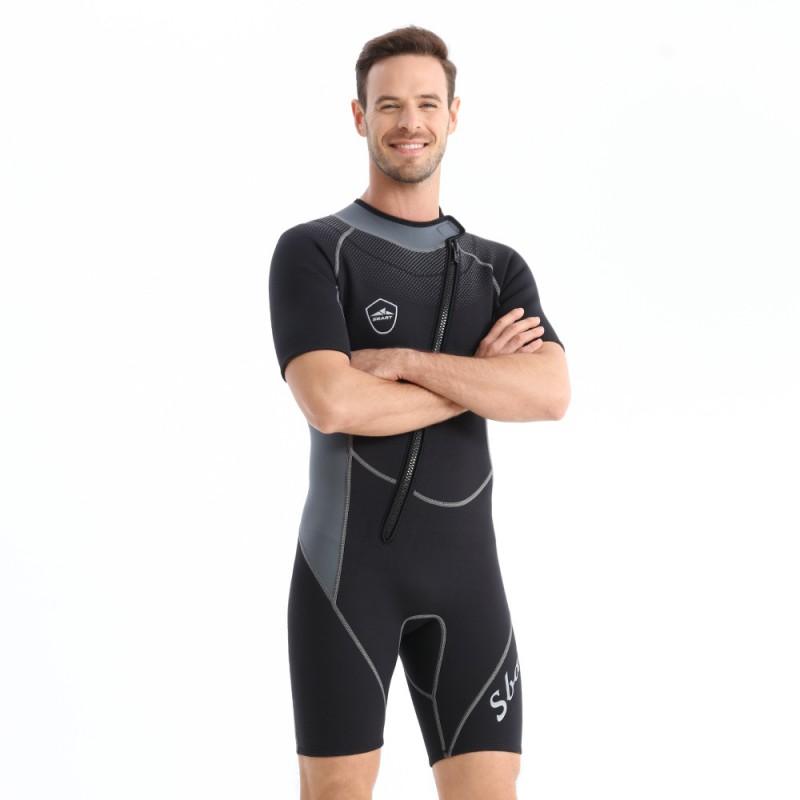 1.5mm Neoprene Wetsuit Men Short Sleeve Sun Protection Warmth Snorkeling Surfing Diving