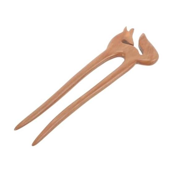 Healvian Wooden U-Shaped Hairpin, Peach Wood Hair Stick, Women's Hair Accessories for Graduation, Wedding, Parties, Classic Vintage Style