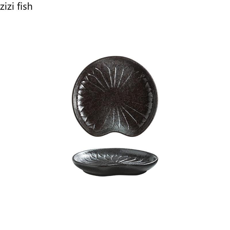 Ретро керамическая тарелка для приправ Тарелка в виде листа лотоса Тарелка для закусок для суши Блюда для закусок Посуда для соевого соуса Посуда для молекулярной кухни