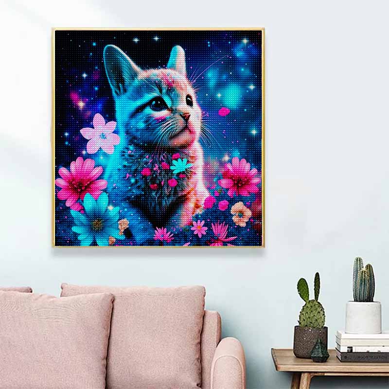 Новое поступление 5D DIY Полный круг Алмазная мозаика «Цветы и кошки» Вышивка Крестиком Декор для дома Подарок