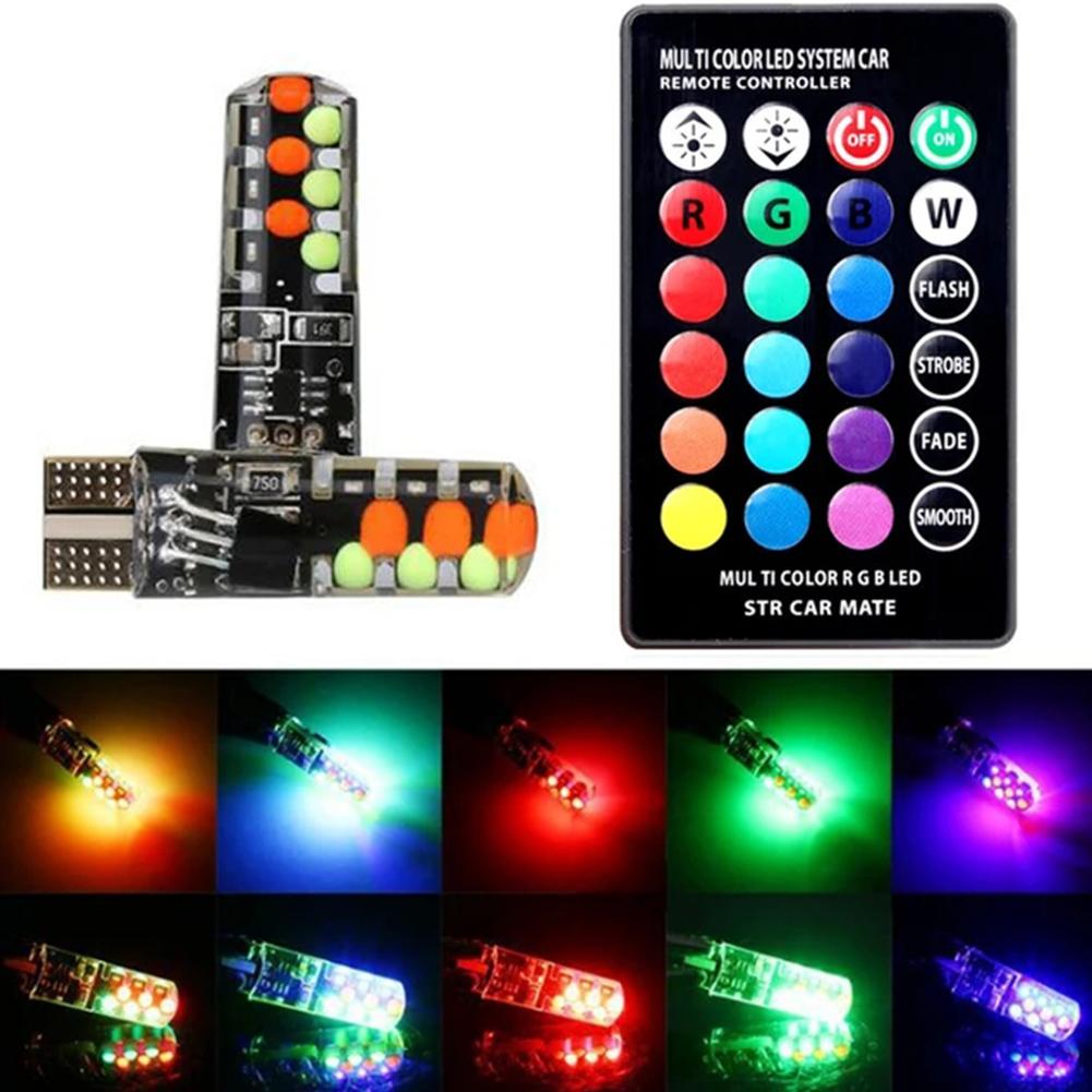 RGB LED T10 W5W Led 194 168 W5W 5050 SMD Car With Remote Clearance Wedge Flash/Strobe Light Reading Lights Controller D5M8