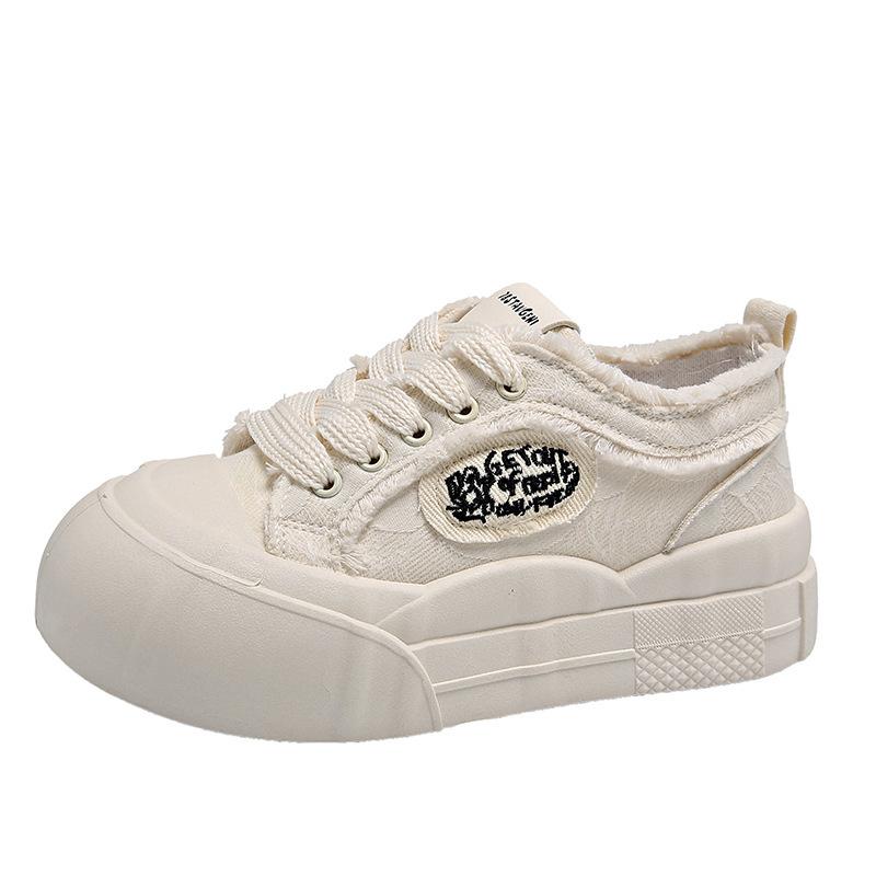 Thick-soled Heightening Low-top Canvas Shoes Women's 2024 Spring and Summer New Little White Shoes Versatile Student Sports and Leisure Boar