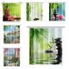 Деревенский пейзаж Шторки для душа Ручей Камень Лотос Будда Занавеска для ванны Природный пейзаж Водонепроницаемая Ванная комната Домашний декор с крючками