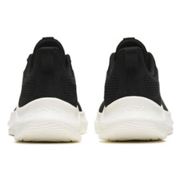 Anta Flyknit Lightweight Non-Slip Durable Low-Top Running Shoes Women Sneaker Black White 922315582-1