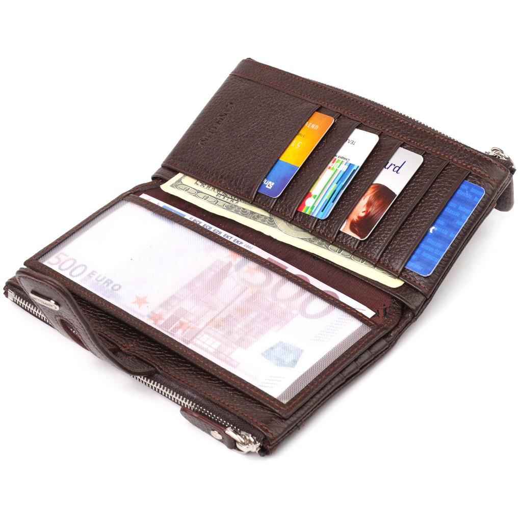 Практичный женский кошек из натуральной зернистой кожи CANPELLINI Wallet 21632 Коричневый