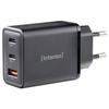 Intenso W65ACC GaN schwarz Chargeur USB 65 W 1x USB-A, 2x USB-C® noir intérieure GaN, USB Power Delivery (USB-PD)