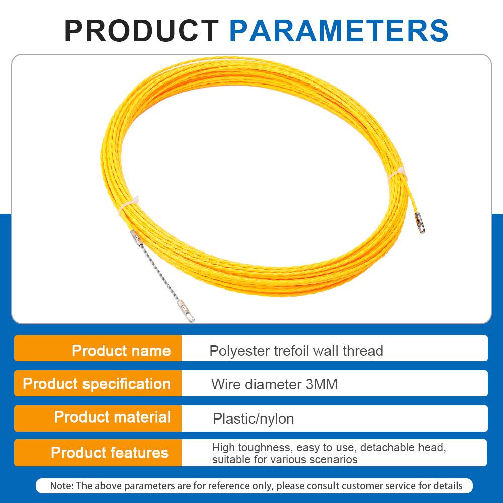 3mm 10-50M Cable Puller Fish Tape Reel Puller Fiberglass Metal Wall Wire Conduit For Telecom Electrical Wall Wire Conduit Tool