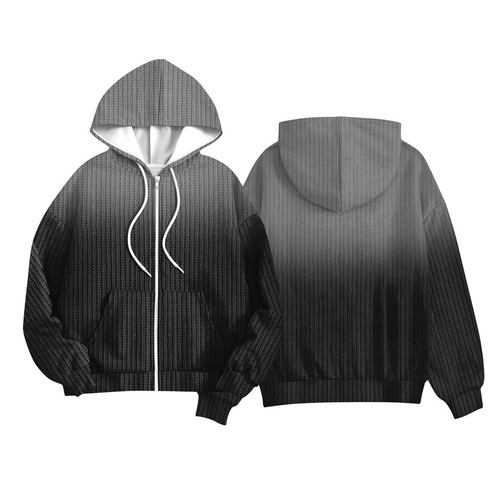 Детские Модные Куртки для Девочек и Мальчиков Повседневные Трикотажные Кардиганы с Длинным Рукавом и Капюшоном с Принтом