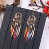 Бохо женские полые резные круглые перья с кисточками висячие серьги-крючки ювелирные изделия