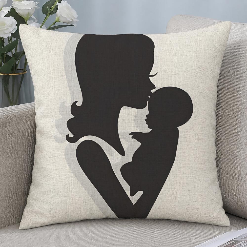 Holiday Mothers Day Cushion Cover Cushion Covers Natural Linen Breathable Sofa Bedroom Decor Pillowcase