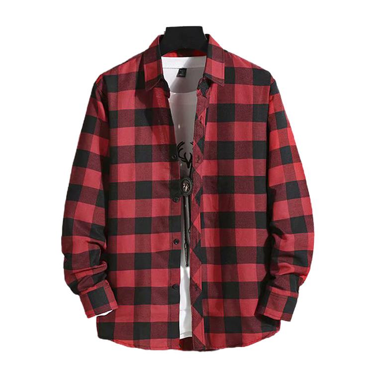 Мужская классическая клетчатая рубашка с длинным рукавом и клетчатым принтом, футболки с лацканами