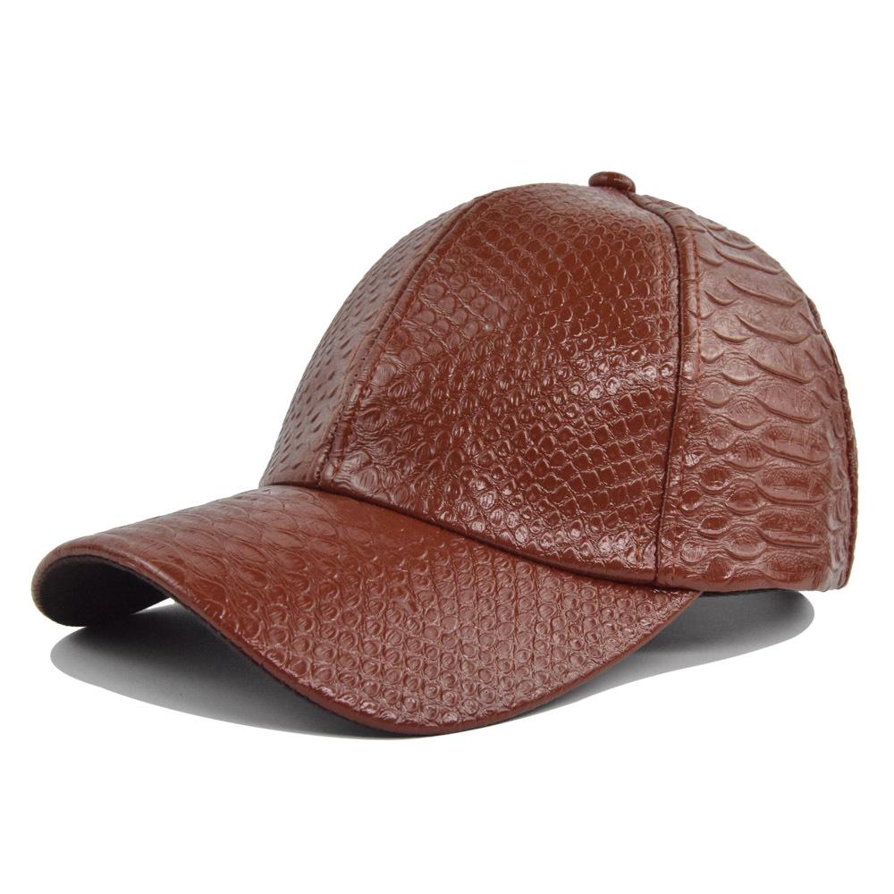 High Quality Classic Fake Crocodile PU Baseball Cap Solid Leather Fashion Snapback Hat Skull Cap For Unisex Women Hip-hop Hat Gorra