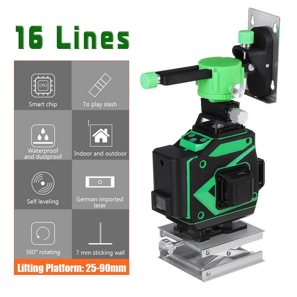 Лазерный уровень 12/16 линий 4D зеленый свет самовыравнивающийся 360 горизонтальный и вертикальный подвесной настенный для пола стены мощный лазерный уровень 6000 мАч