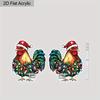 2D Плоские Рождественские Мультяшные Рождественская Шляпа Петух Двусторонний Узор Серьги Ювелирные Изделия Подарок для Женщин