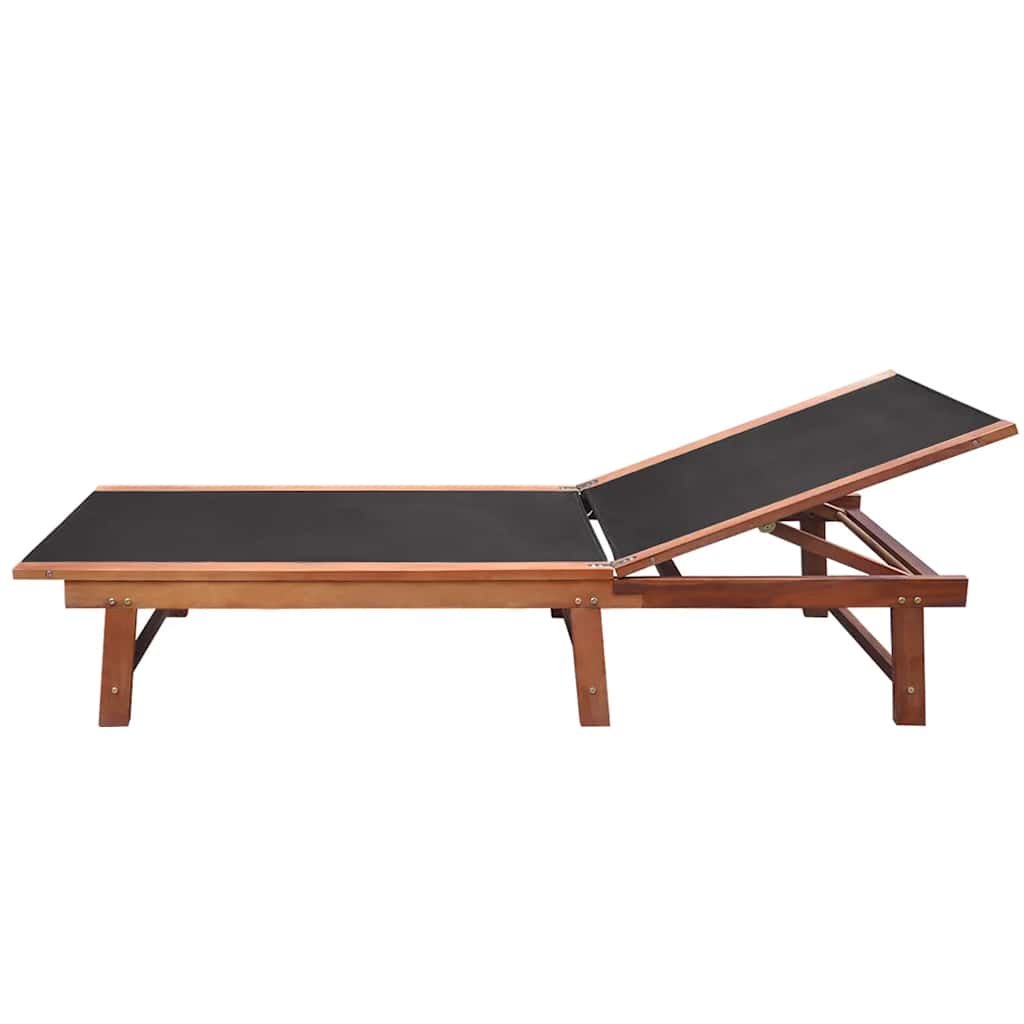 2 Piece Sun Lounger Set with Table Solid Acacia Wood and Textilene