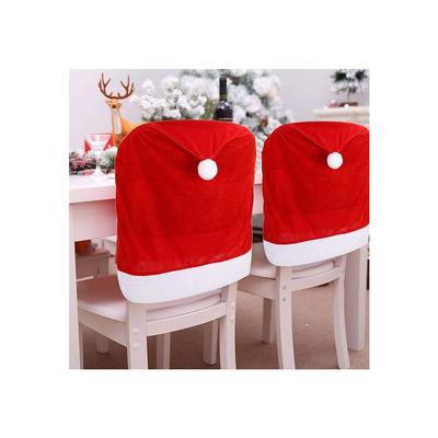 4-Piece Red Hat Dining Chair Sofa Cover, Christmas Chair Back Cover Kitchen Chair Cover for Christmas Holiday Festive Decoration