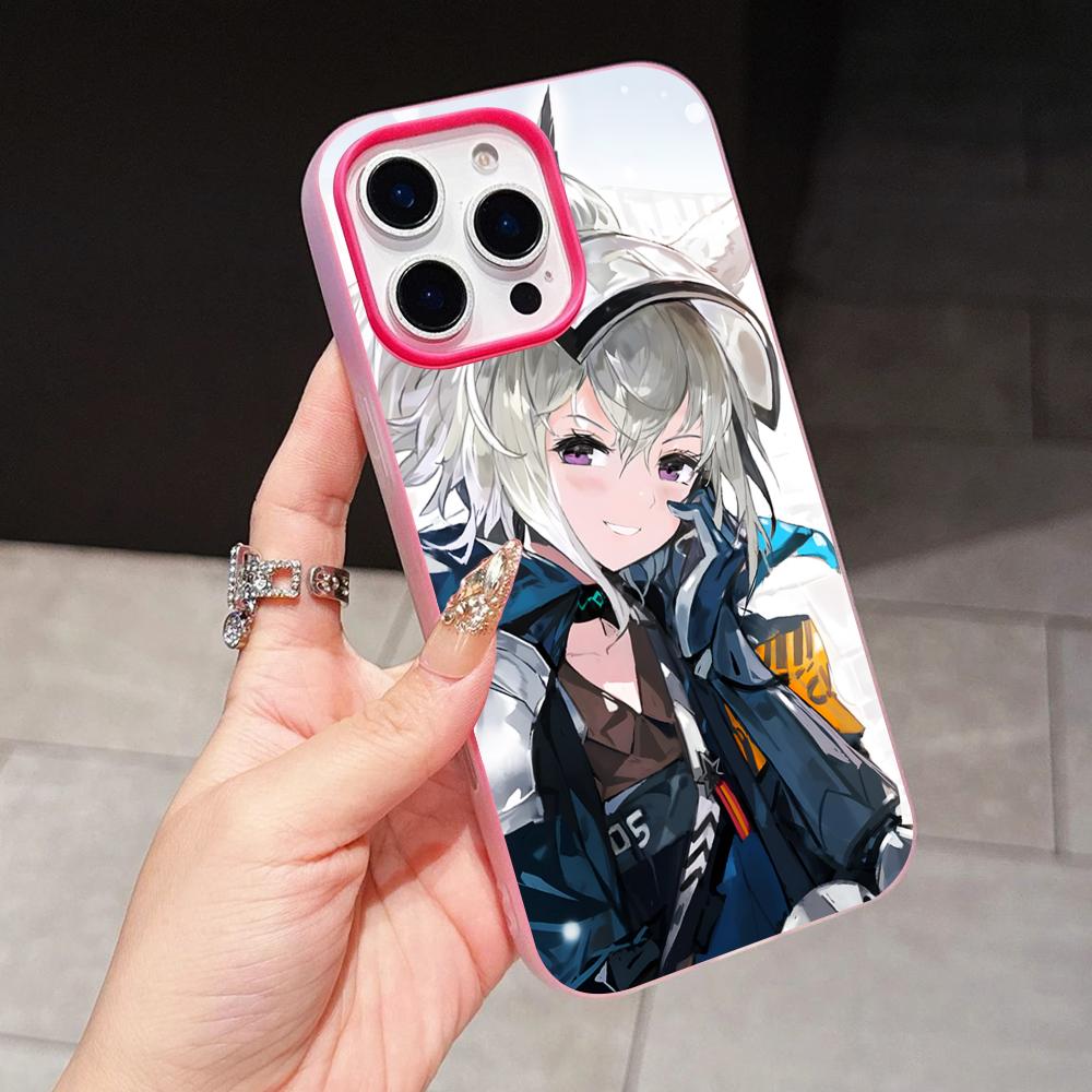 Arknights Grani Jelly Двухслойный Чехол для Мобильного Телефона Розово-Красный для iPhone 17 16 15 14 13 12 11 Air Pro Max Plus Защитный