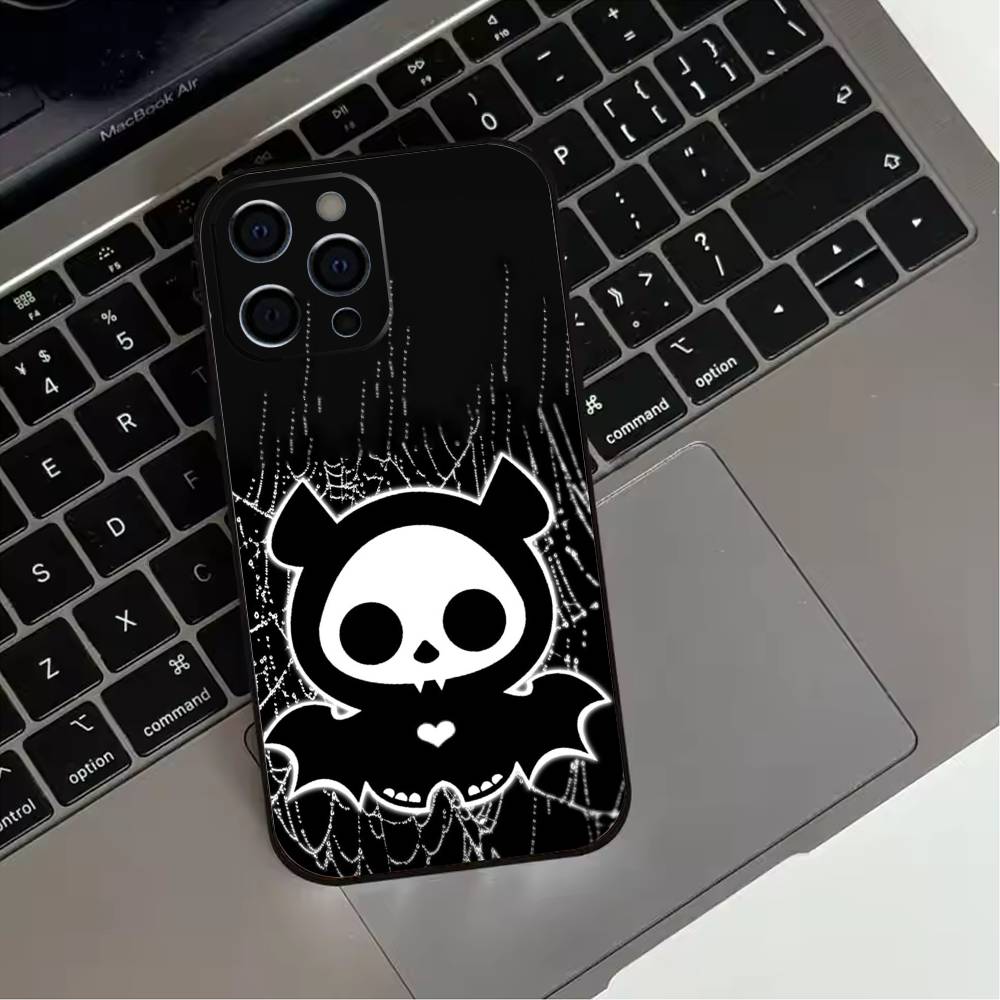 Cute Skelanimals Dog dark Phone Case For iPhone 17,16,15,14,13,12,11 Plus,Pro Max,XS,Soft Silicone Black Cover