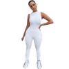 Женский однотонный простой и универсальный спортивный комбинезон без рукавов с высокой талией, облегающие брюки