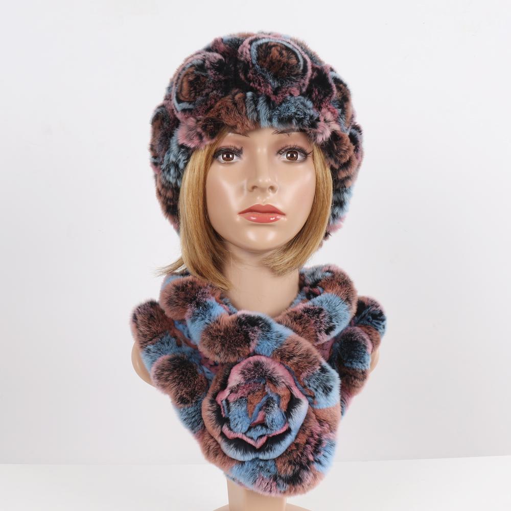 Новые женские зимние наборы шапка и шарф из натурального теплого меха кролика рекс, вязаные шапки и шарфы из натурального меха, муфта
