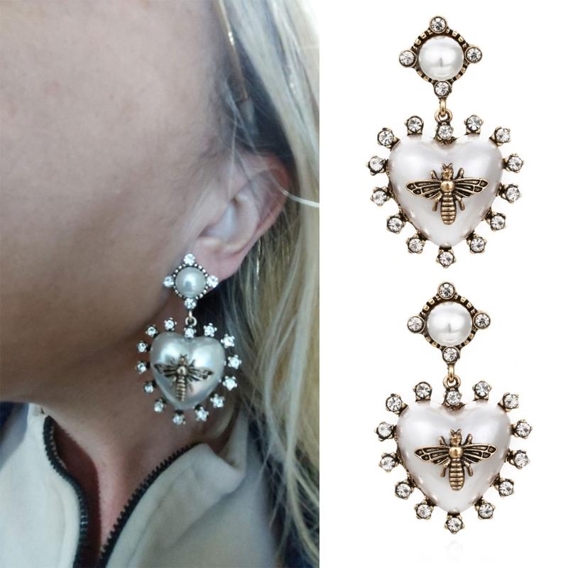 Сердце Барокко Пресноводный Жемчуг Подвеска Серьги Для Женщин Гипербола Личность Животное Пчела Серьги Вечеринка Ювелирные Изделия