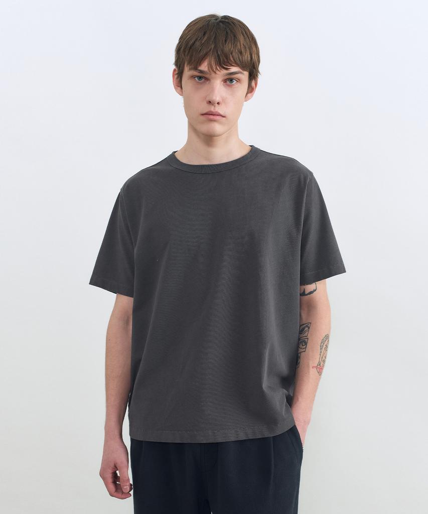 INSILENCE Garment-Dyed Boxy Fit T-Shirt Charcoal